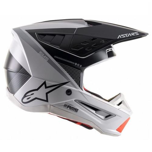 Capacete Alpinestars SM5 Rayon 2021 Cinza Claro/Preto/Prata Fosco